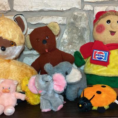 Vintage Stuffed Animals (Fox, Bear, Elephants) - One Still With The Tag! 