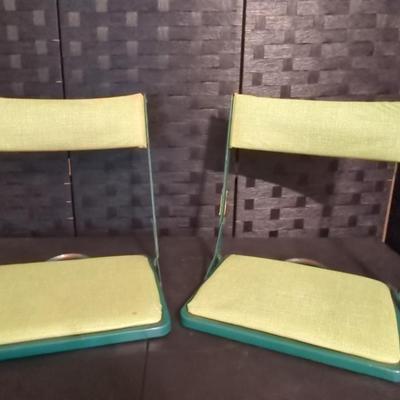 Vintage Green Metal Stadium Chair Seats