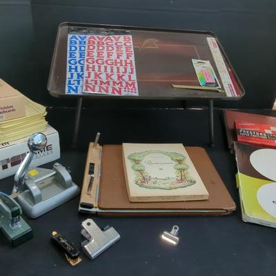 Vintage Metal Lap Tray and Office Supplies