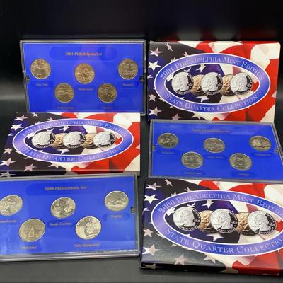 1999, 2000 and 2001 Philadelphia Mint State Quarter Sets 