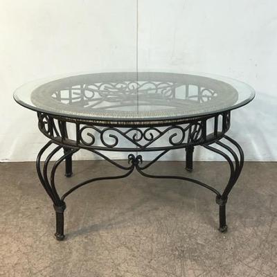 Wrought Iron Glass Top Coffee Table 