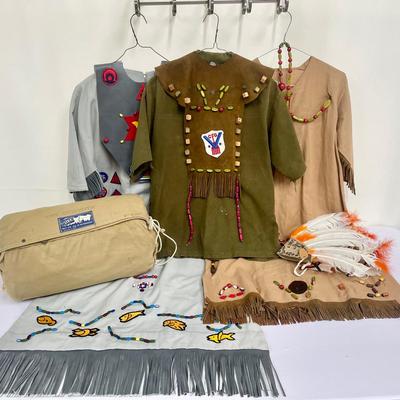 Vintage Campfire Girls Ceremonial Gowns With Collars/Vests & Wilco Canvas Sleeping Bag