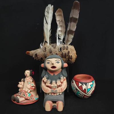 Native American Storyteller Figures & Jemez Pottery – Signed Pieces