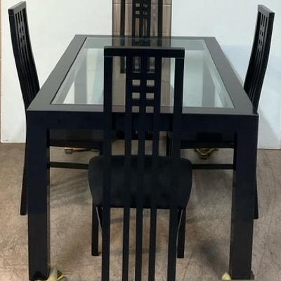 Gloss Black Dining Table W/ Italian Black Chairs 