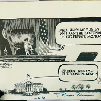 1987 Political Cartoon – Signed by T. Boone Pickens