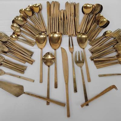 134-pc Scanline Brass Flatware by Sigvard Bernadotte