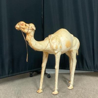 Vintage 32” Leather Wrapped Camel Figure 