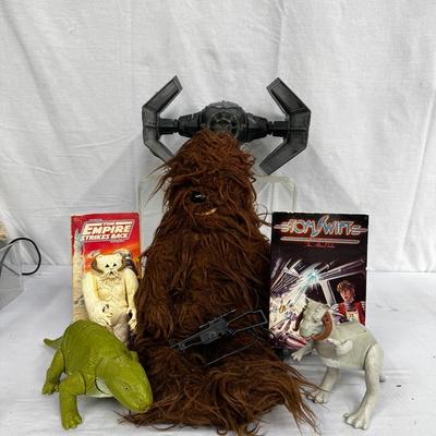 Vintage Starwars Tie Fighter, Figurines, Plush, & Starwars Books! 