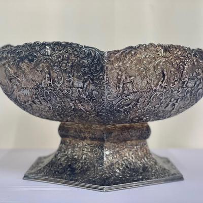Antique Silver Plated Barbour Repousse Footed Basket