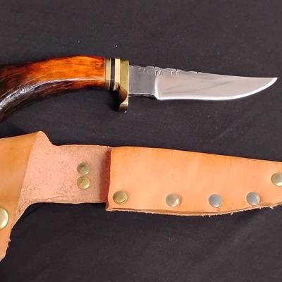 Custom Webster Santa Fe Knife Stag Antler And Brass Handle 