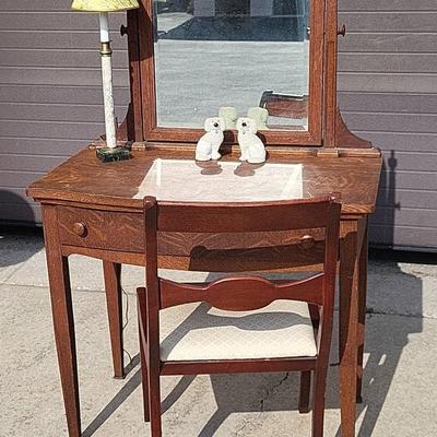 Oak Desk & Mirror by Northern Furniture Co.