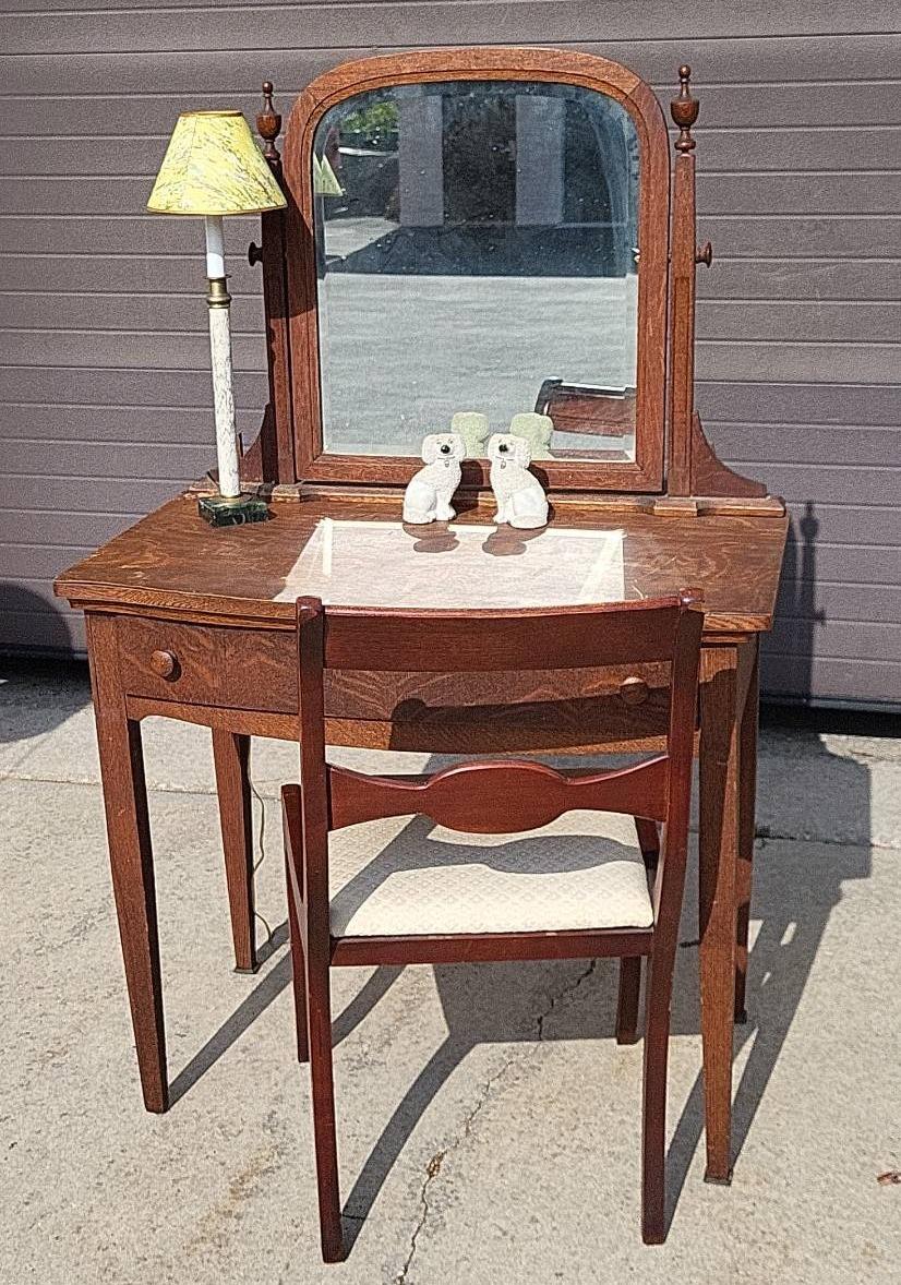 Oak Desk & Mirror by Northern Furniture Co.