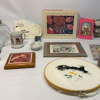 Cat Picture Frames, Photo Album , Glass Treat Container, 