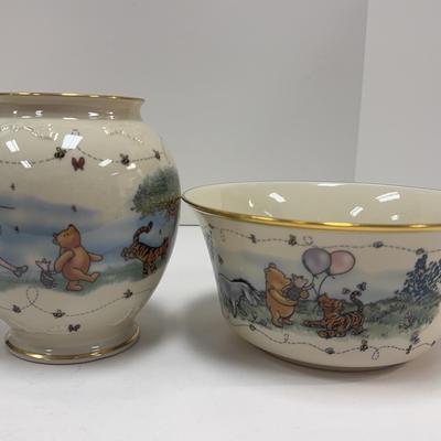 Lenox 1999 Disney Winnie The Pooh | Balloons Of Cheer Bowl | The Honey Pot Classic Pooh Vase 