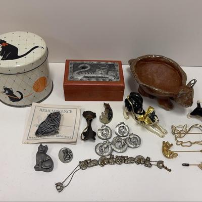 Cat Jewelry | Jewelry Box | Pins | Earrings | Bracelet | Tin | Bowl