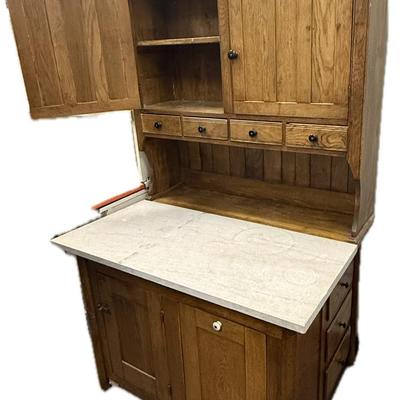 Vintage Hoosier Cabinet W/ Marble Top