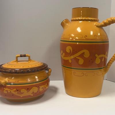 Home & Garden Party Tuscan Stoneware Bean Pot with Lid | Sarabella Tuscan Jar