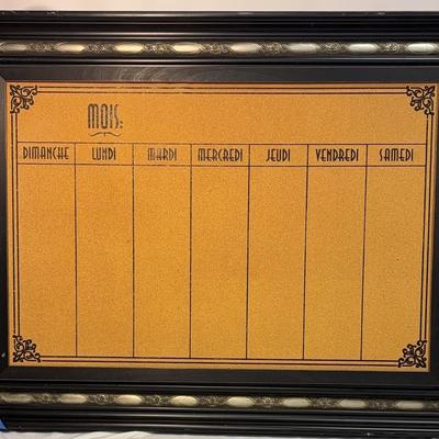 Framed Bulletin Board with French weekday columns