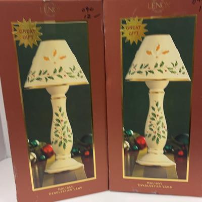 Lenox Holiday Candlestick Lamp Holly Berry Design (2)