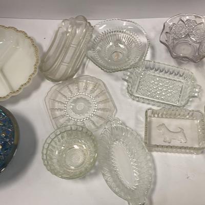 Indiana Glass Blue Carnival Glass Candy Dish with Lid in the Windsor pattern | Various Glass Dishes