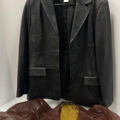 Luxury Leather Coats | Pendleton Black Leather Size M, Brown Leather With A Belt , Size 40