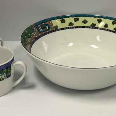 Christopher Stuart Boundaries Rimmed Soup Bowl And Coffee Cups(3) And Creamer