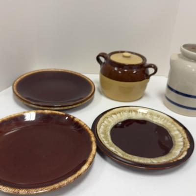 Hull Pottery Brown Dip Oven Proof Platter & Plates | Pfaltzgraff Gourmet Brown Drip | Bean Pot 