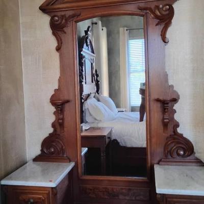 Cw176v marble wood dressing table