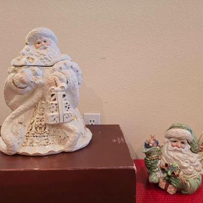 Cw188 fitz and floyd santa with florentine and pearl santa cookie jar