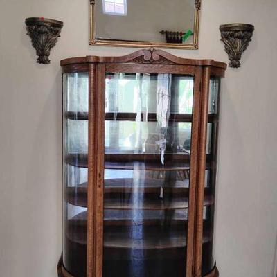 Cw109 vintage wooden glass cabinet and more