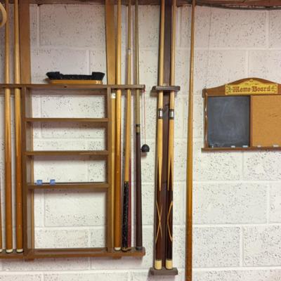 Pool Cues & Rack