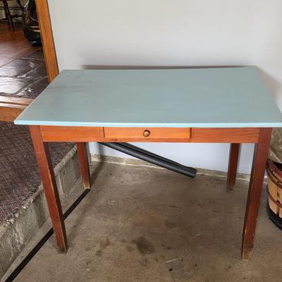 Vintage Wooden Table With Drawer