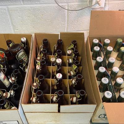 3 Boxes Vintage Beer Bottles