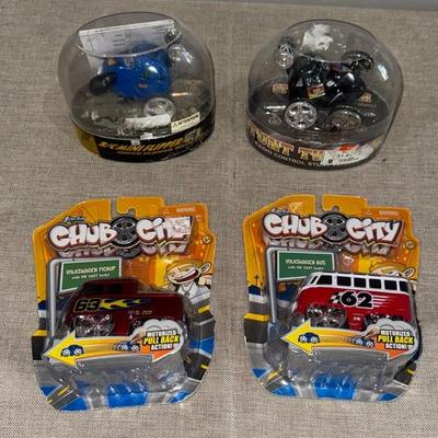 Chub City (2) And Sharper Image RC Thunder Tumbler(2)- (New In Package Cars) 