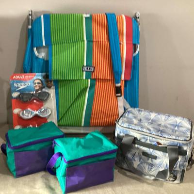 Beach Chair and Small Coolers (3) and Googles (NIB)