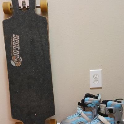 9 Long Skateboard with Rollerblades