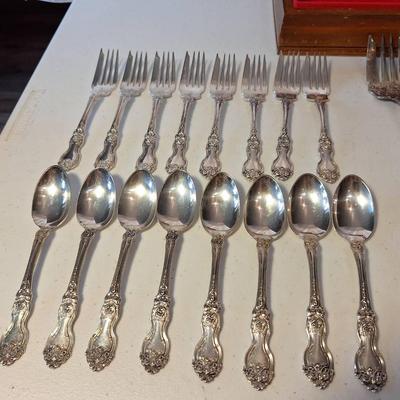 La Reine by Wallace 8 Forks and 8 Spoons Sterling Silver