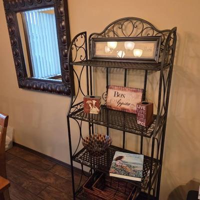 Backer's Rack with Decor and Large Mirror