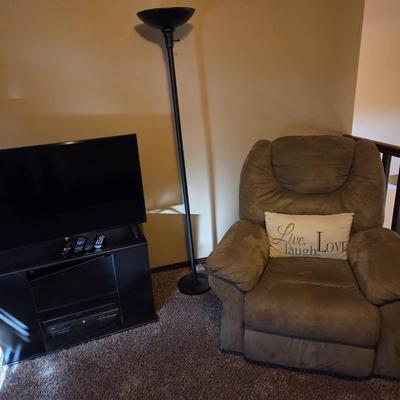 Recliner, TV, and TV Stand