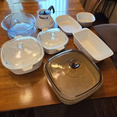 Corning Ware Glass Pots with Lids, and Other Kitchenware