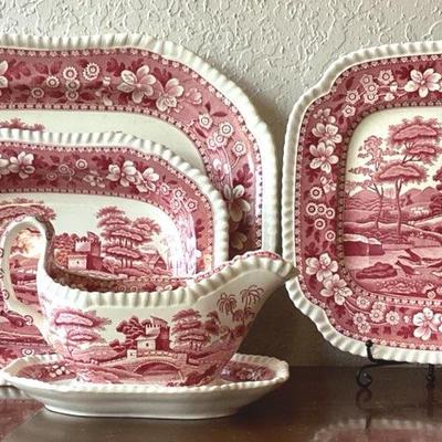 Copeland Spode's Tower Pink Transfer Service China 
