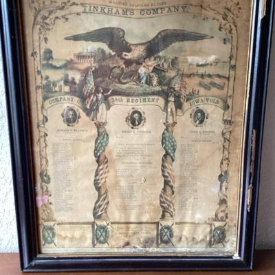 Tinkham's Company Certificate 38th Regiment Henry A. Tinkham, Captain