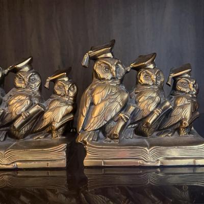 PM Craftsman Brass Owl Graduates Bookends