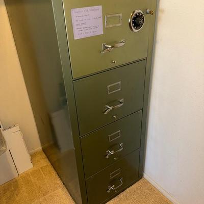 Vintage Fire Proof Heavy File Cabinet With Lock And Combo