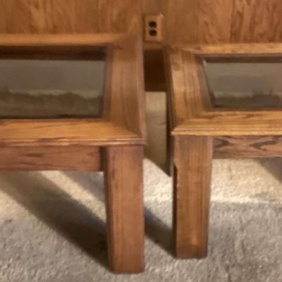 Vintage Side Tables (2) With Glass Inserts