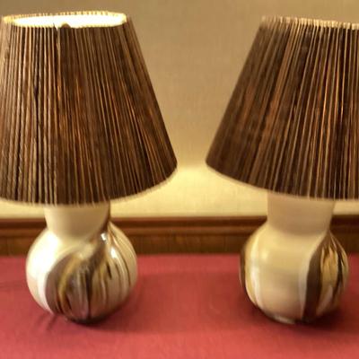 Vintage 1970’s Drip Glaze Ceramic Table Lamps (2)