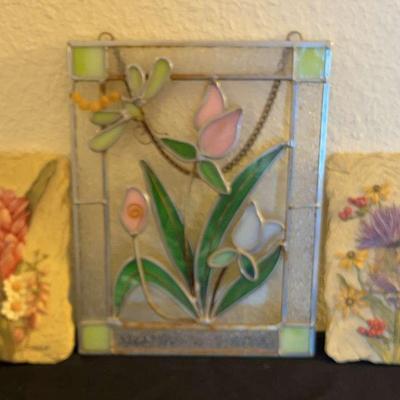 3D Stained Glass Daffodils Picture And Cheri Blum Ginger Wall Plaques 