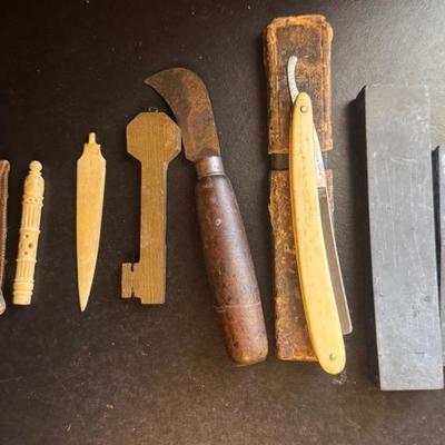 Vintage Razor, Knifes, Sharpening Stones And More