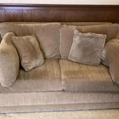 Light Brown Loose Pillow Love Seat w/ Zippered Covers