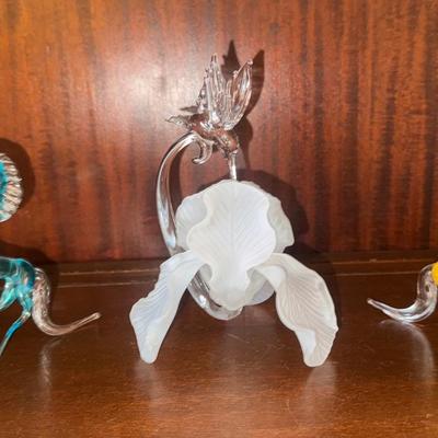 Vintage Small Blown Glass Horses And Humming Bird 
